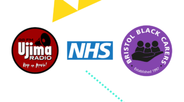 Ujima radio, NHS and Bristol Black Carers logo