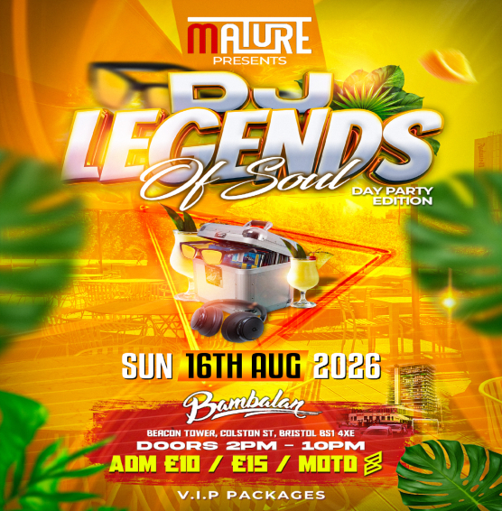 DJ Legends of Soul flyer — Sun 16th Aug 2026, Bambalan Bristol